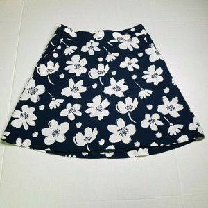 Ann Taylor Navy White Floral Dress A-line Skirt Wo
